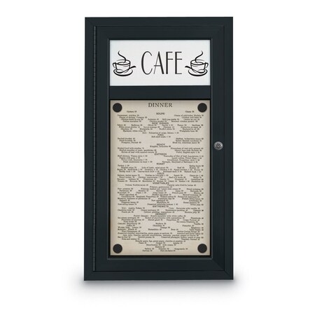 United Visual Products Enclosed Corkboard, 1 Door, 72"x48", 4" Fra, UV3419-SATIN-COBACC UV3419-SATIN-COBACC